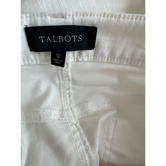 Talbots Womens ivory Button-Front Denim Skirt Size 12 stretch - Picture 3 of 5